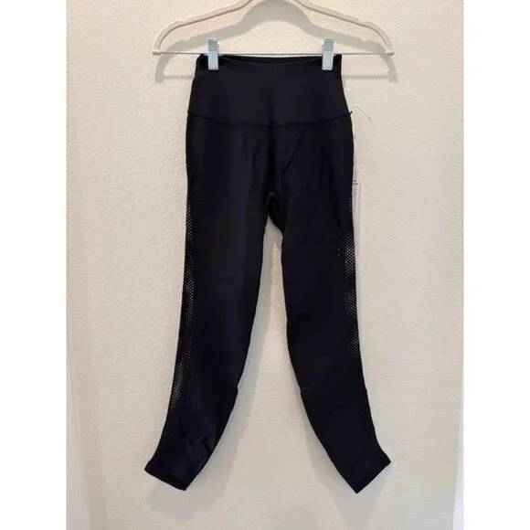 ALO Yoga Women's Black Solid Elastic Waist High Rise Ruched Leggings Size XS NWT - Picture 4 of 7